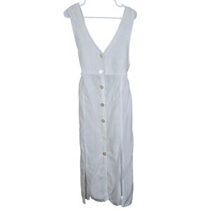 BODIL Vintage White Terry Cloth‎ Mixed Media Maxi Dress Button Front Size 1 Boho
